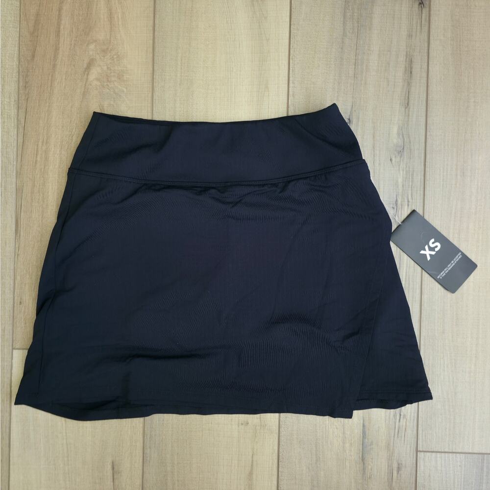 IBKUL Solid Faux Wrap Skort Black 26000 Activewear Skort Women Sz XS NWT - Picture 12 of 15